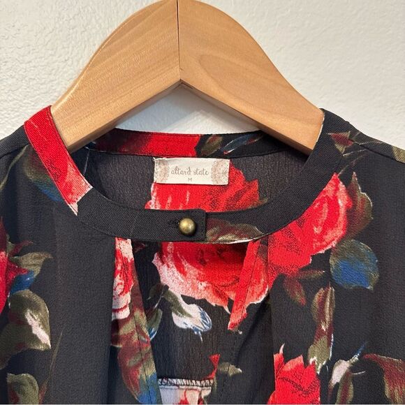 Altar'd State Tunic Blouse with Red Floral Design - Picture 2 of 3